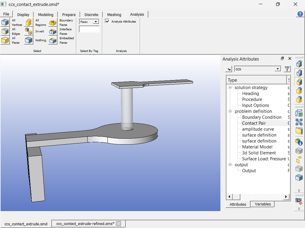 CalculiX non-linear contact analysis set-up in CastNet